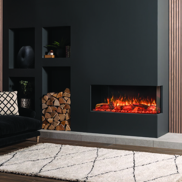 Avanti 110RW 2 sided fire with Oak Logs